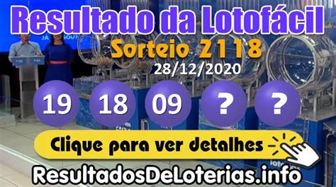 lotofácil 2118|Resultado da Lotofácil .